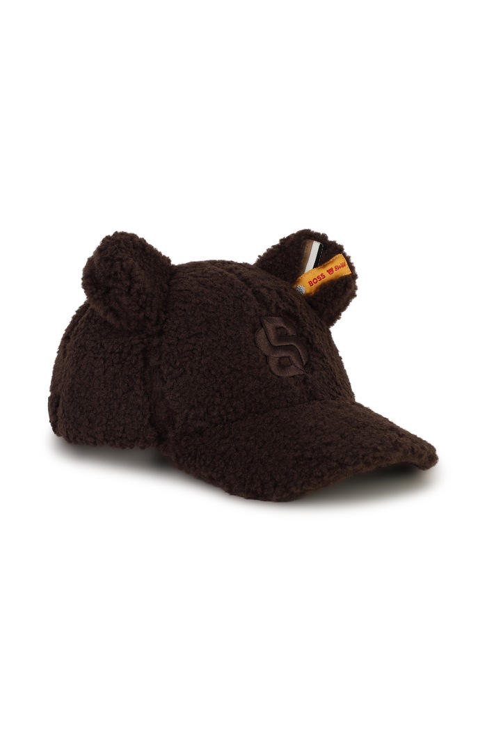 BOSS Czapka z daszkiem dziecięca polarowa BOSS X STEIF brązowy J54182