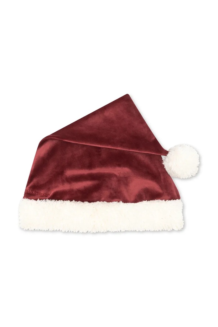 Konges Sløjd Czapka z pomponem dziecięca welurowa CHRISTMAS HAT GRS bordowy KS108138.9BY2