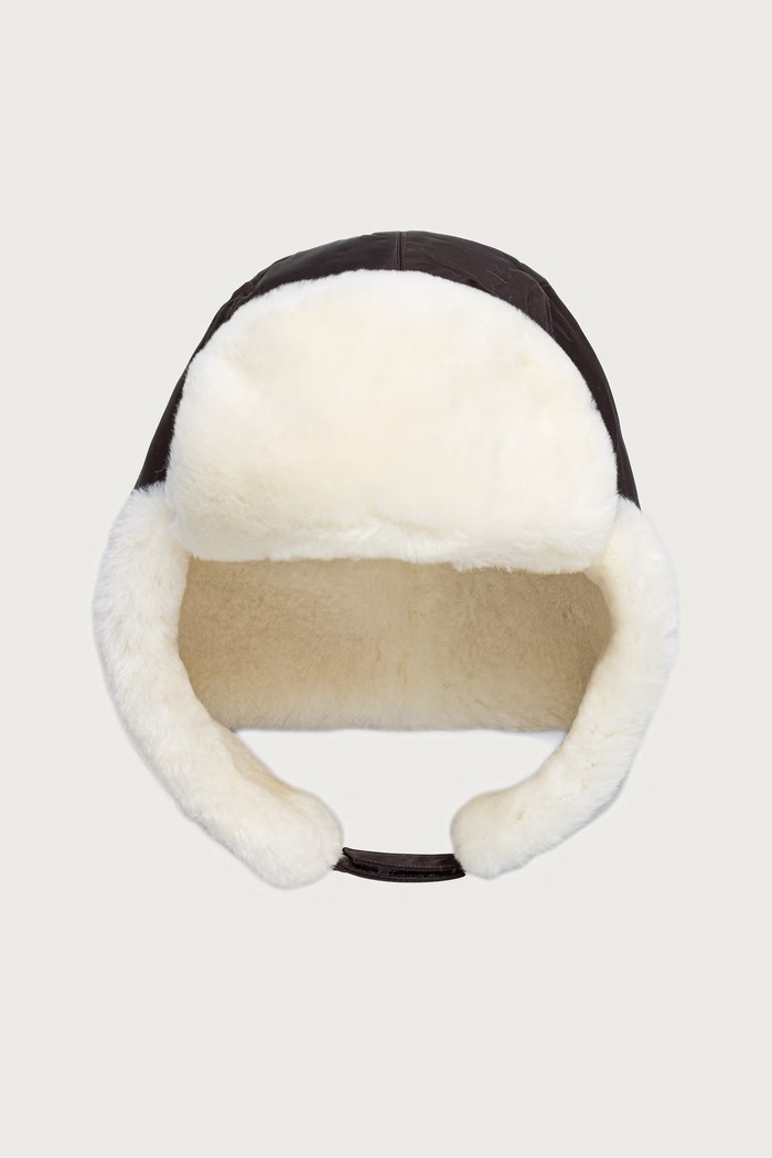 Emu Australia Czapka uszatka dziecięca skórzana Aviator Hat brązowy K7024.EMU.Kids.Aviator