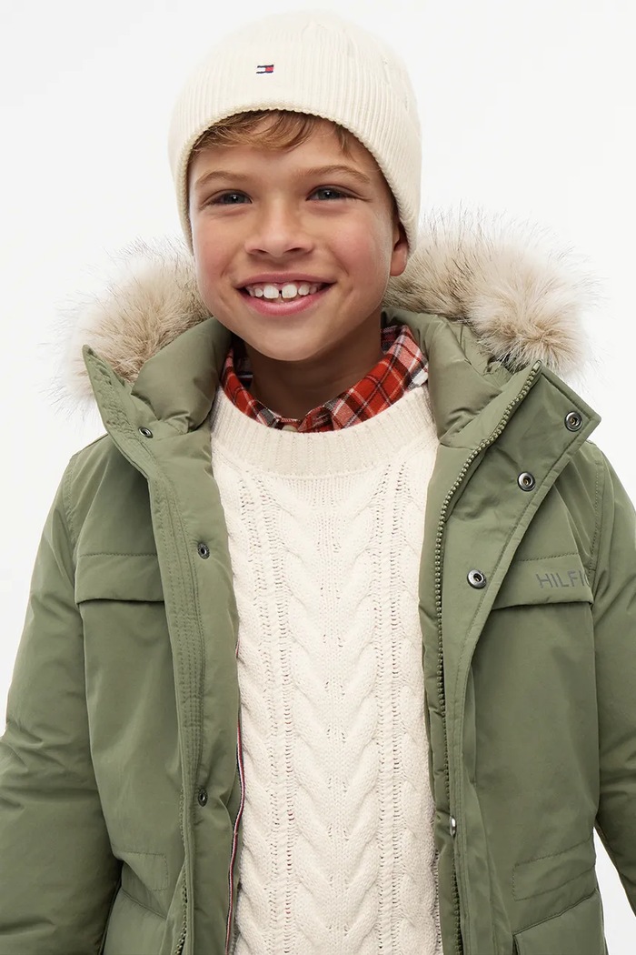 Tommy Hilfiger czapka beanie dziecięca bawełniana KA0KA00101.9BY2 beżowy