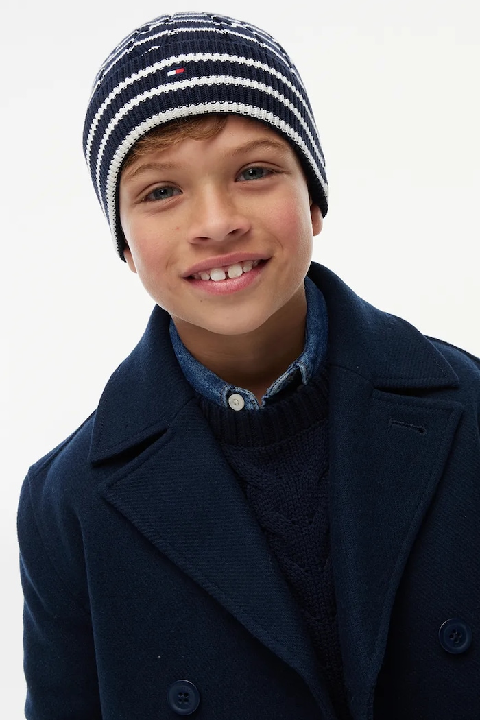 Czapka beanie dziecięca bawełniana Tommy Hilfiger granatowy KA0KA00101.9BY2