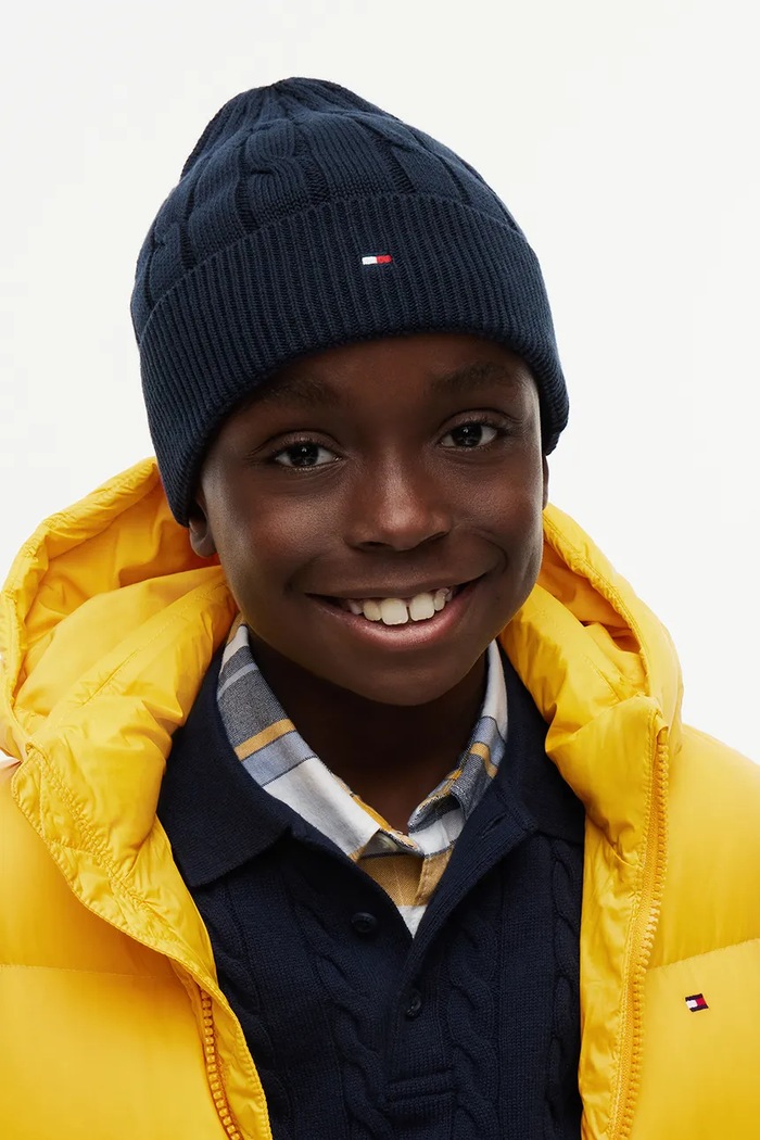 Tommy Hilfiger czapka beanie dziecięca bawełniana KA0KA00101.9BY2 granatowy