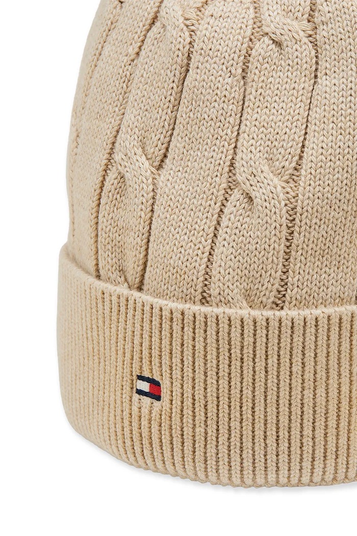 Tommy Hilfiger czapka beanie dziecięca bawełniana beżowy KA0KA00101.9BY2