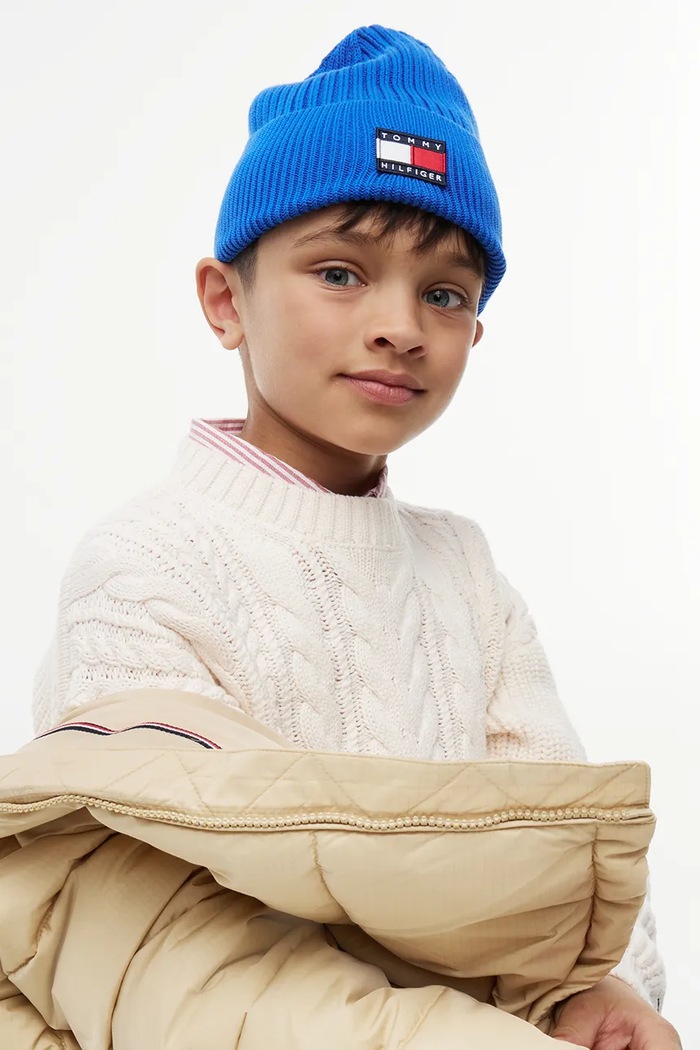 Tommy Hilfiger czapka beanie dziecięca bawełniana KA0KA00119.9BY2 niebieski