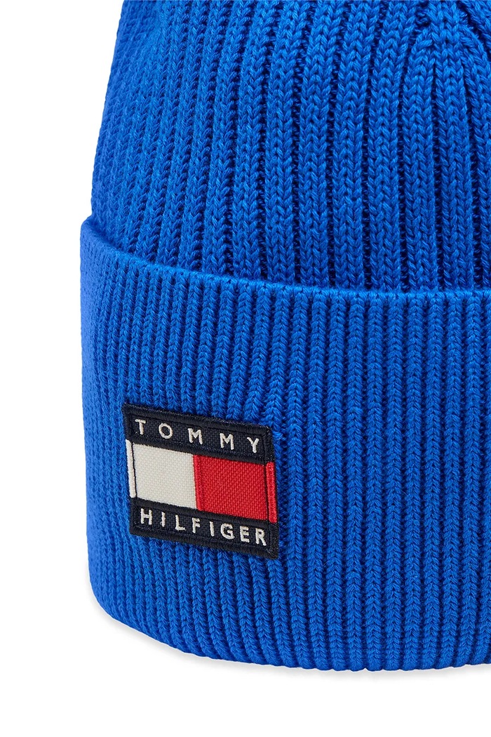 Tommy Hilfiger czapka beanie dziecięca bawełniana niebieski KA0KA00119.9BY2