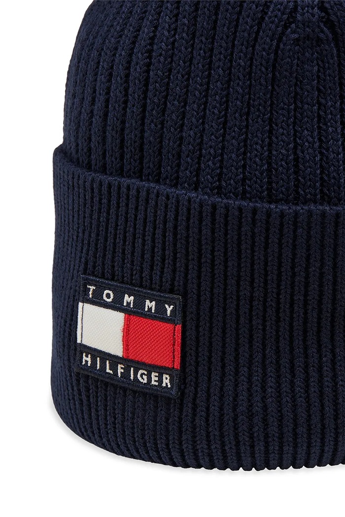 Tommy Hilfiger czapka beanie dziecięca bawełniana granatowy KA0KA00119.9BY2