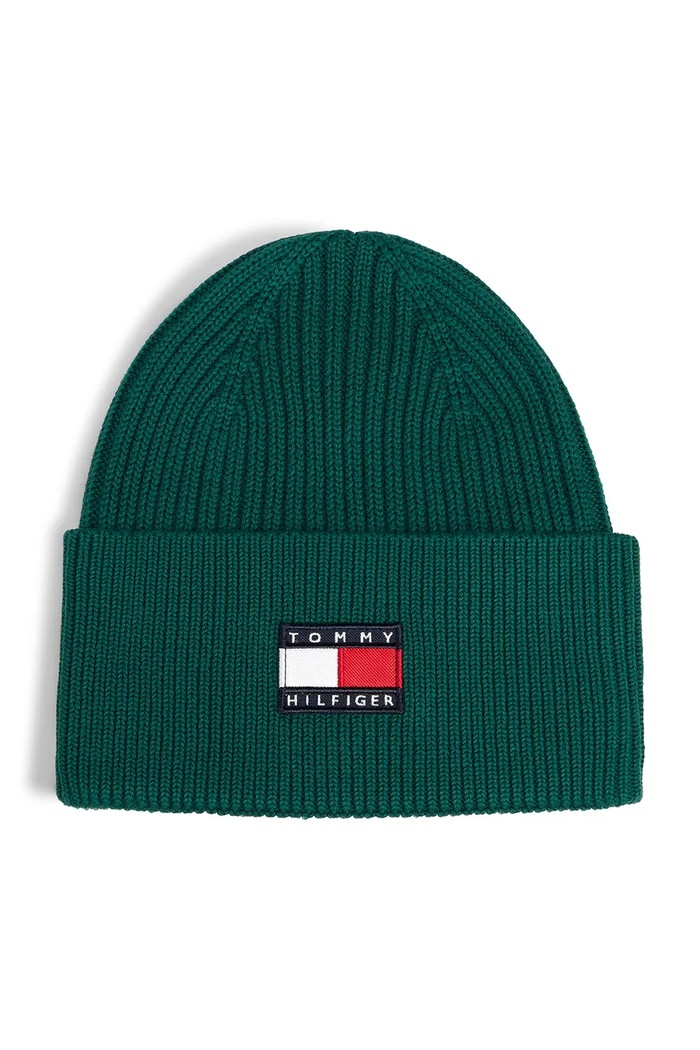 Tommy Hilfiger Czapka beanie dziecięca bawełniana KA0KA00119.9BY2 zielony AW26