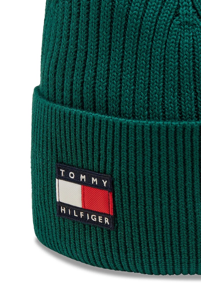 Czapka beanie dziecięca bawełniana Tommy Hilfiger KA0KA00119.9BY2 zielony