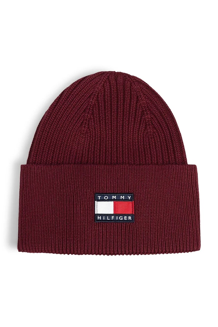 Tommy Hilfiger czapka beanie dziecięca bawełniana KA0KA00119.9BY2 bordowy AW26