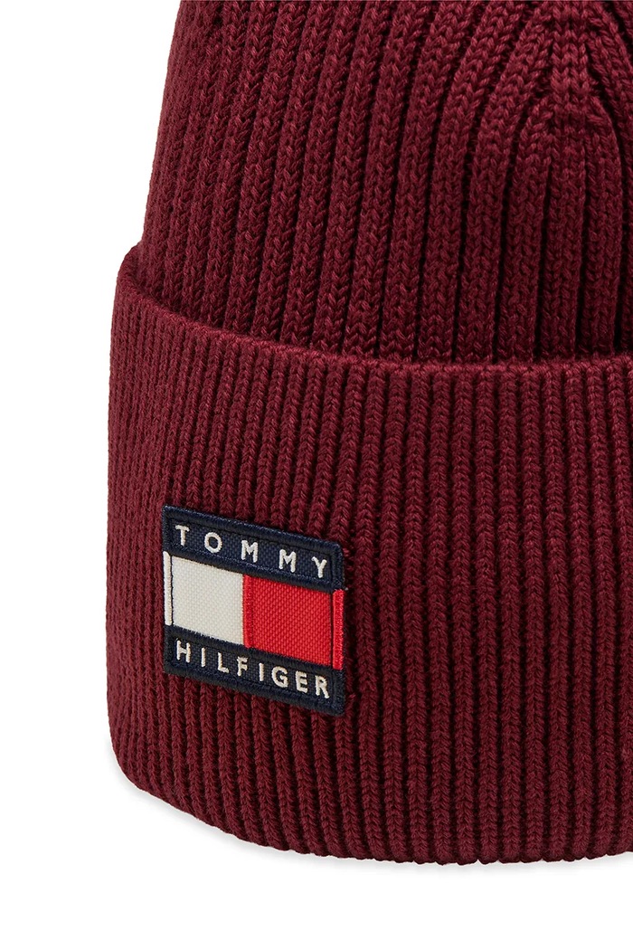 Tommy Hilfiger czapka beanie dziecięca bawełniana bordowy KA0KA00119.9BY2