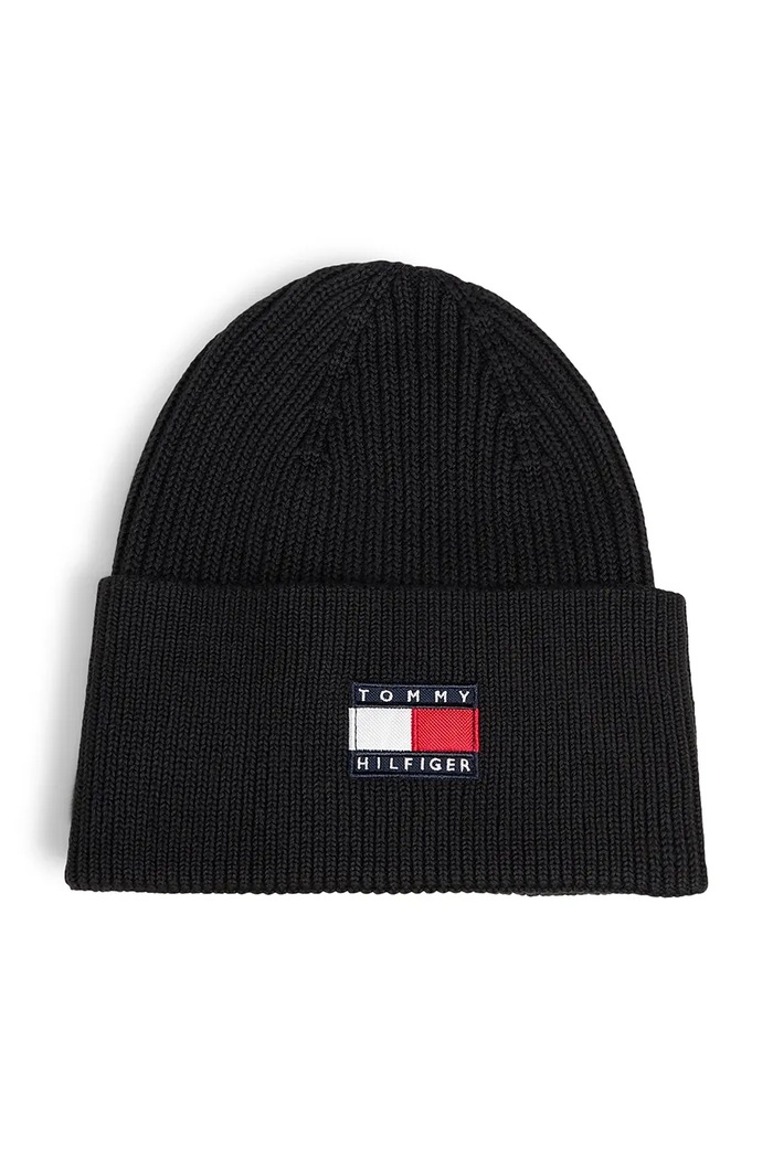 Tommy Hilfiger Czapka beanie dziecięca bawełniana KA0KA00119.9BY2 czarny AW26