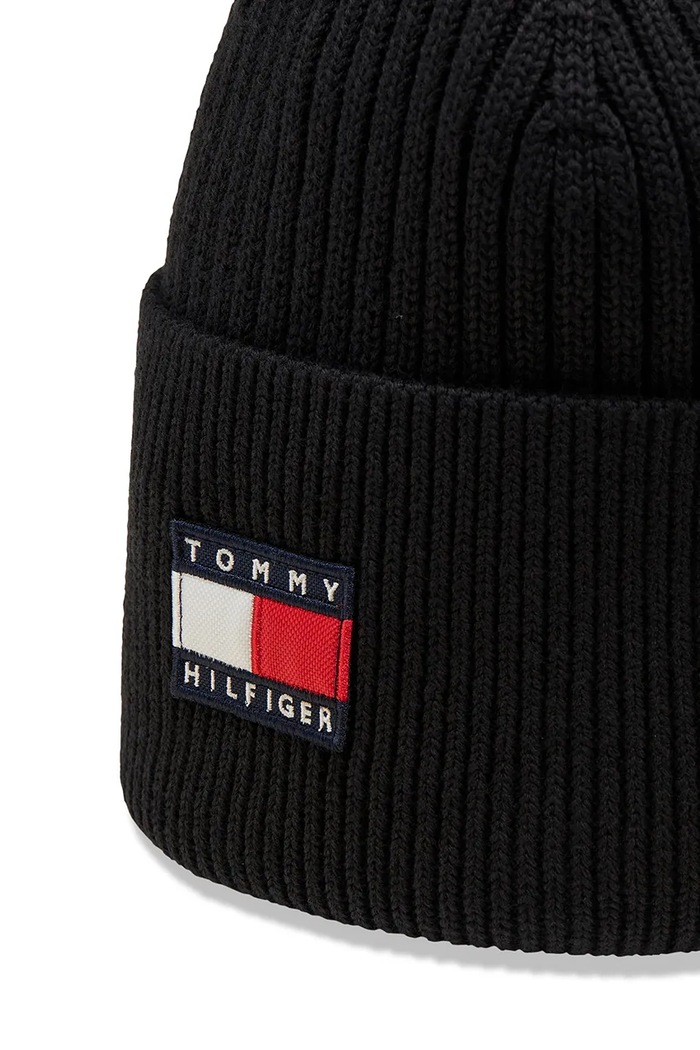 Czapka beanie dziecięca bawełniana Tommy Hilfiger KA0KA00119.9BY2 czarny