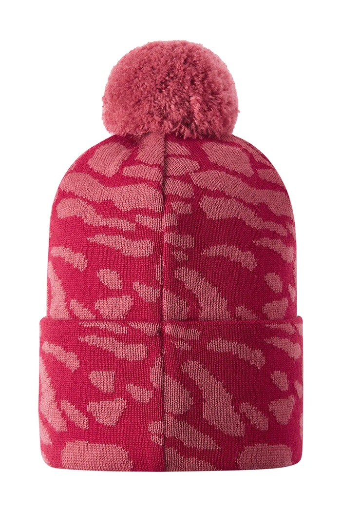 Chłopiec Reima Czapka z pomponem dziecięca z wełny merino Virkku 5300378A.9BY2 czerwony