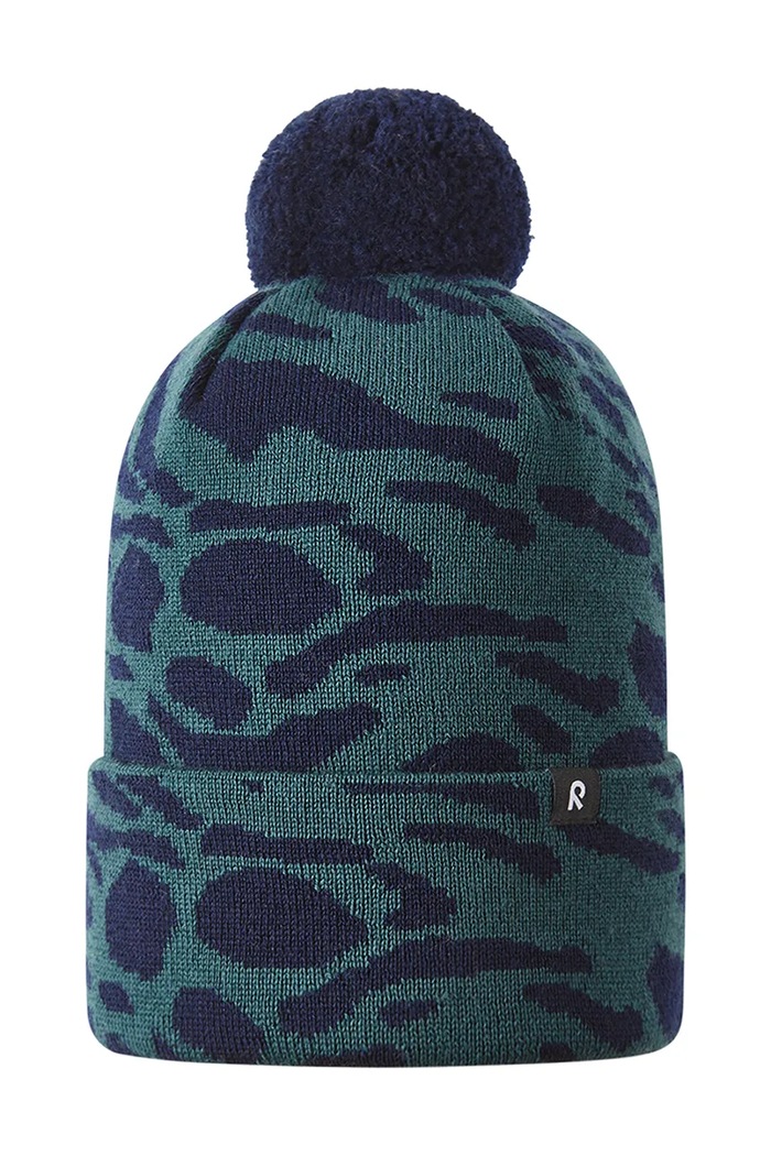 Reima Czapka z pomponem dziecięca z wełny merino Virkku 5300378A.9BY2 granatowy AW26