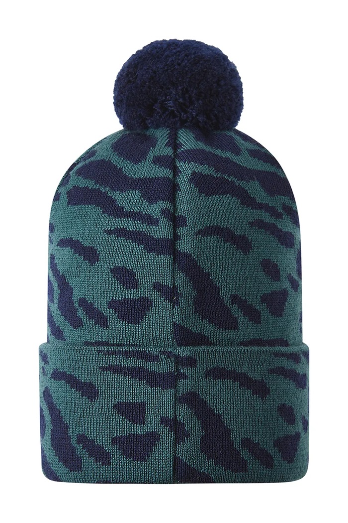 Chłopiec Reima Czapka z pomponem dziecięca z wełny merino Virkku 5300378A.9BY2 granatowy