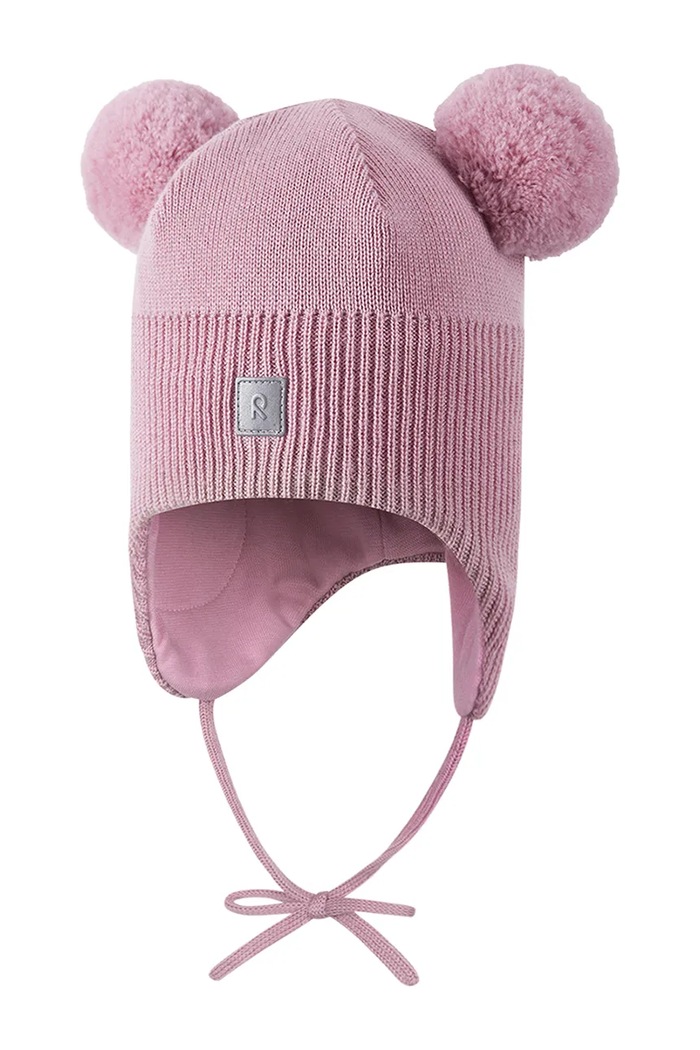 Reima Czapka z pomponem dziecięca wełniana Kumpi różowy 5300374A.9BY2