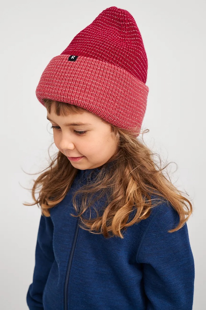 Reima Czapka beanie dziecięca z wełną Vihje czerwony 5300370A.9BY2