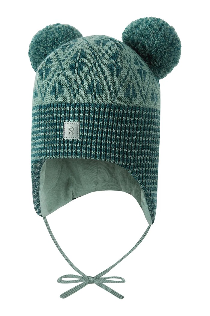 Reima Czapka z pomponem dziecięca z wełny merino Kuuru 5300215B.9BY2 turkusowy AW26