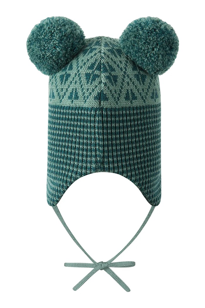 Chłopiec Reima Czapka z pomponem dziecięca z wełny merino Kuuru 5300215B.9BY2 turkusowy
