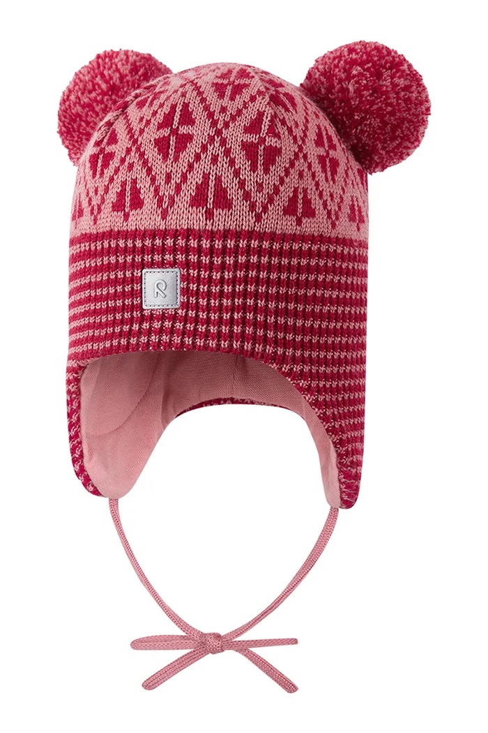 Reima Czapka z pomponem dziecięca z wełny merino Kuuru różowy 5300215B.9BY2
