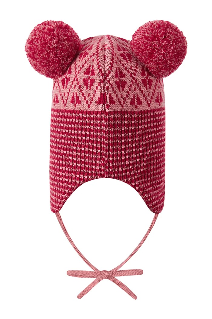 Reima Czapka z pomponem dziecięca z wełny merino Kuuru 5300215B.9BY2 różowy AW26