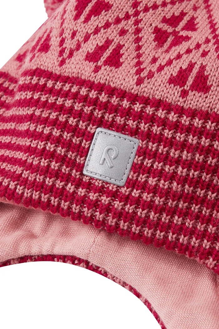 Chłopiec Reima Czapka z pomponem dziecięca z wełny merino Kuuru 5300215B.9BY2 różowy