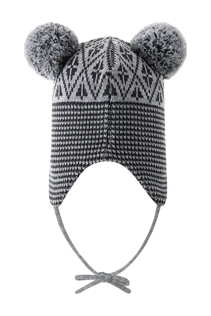 Reima Czapka z pomponem dziecięca z wełny merino Kuuru szary 5300215B.9BY2