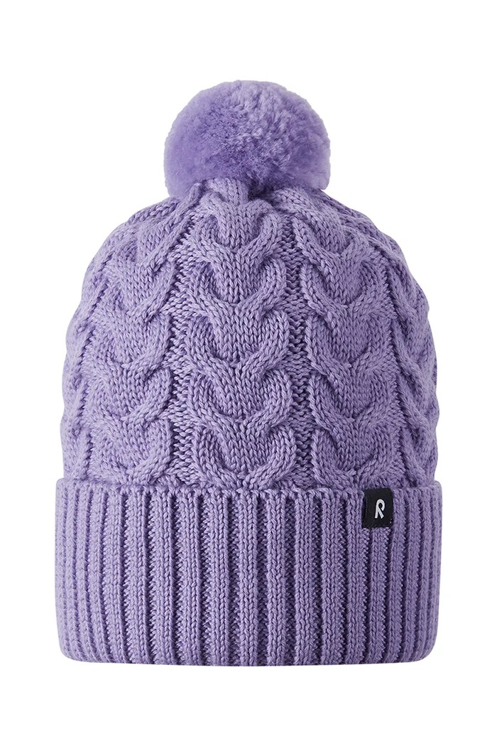 Reima Czapka z pomponem dziecięca z wełną merino Routii fioletowy 5300088C.9BY2