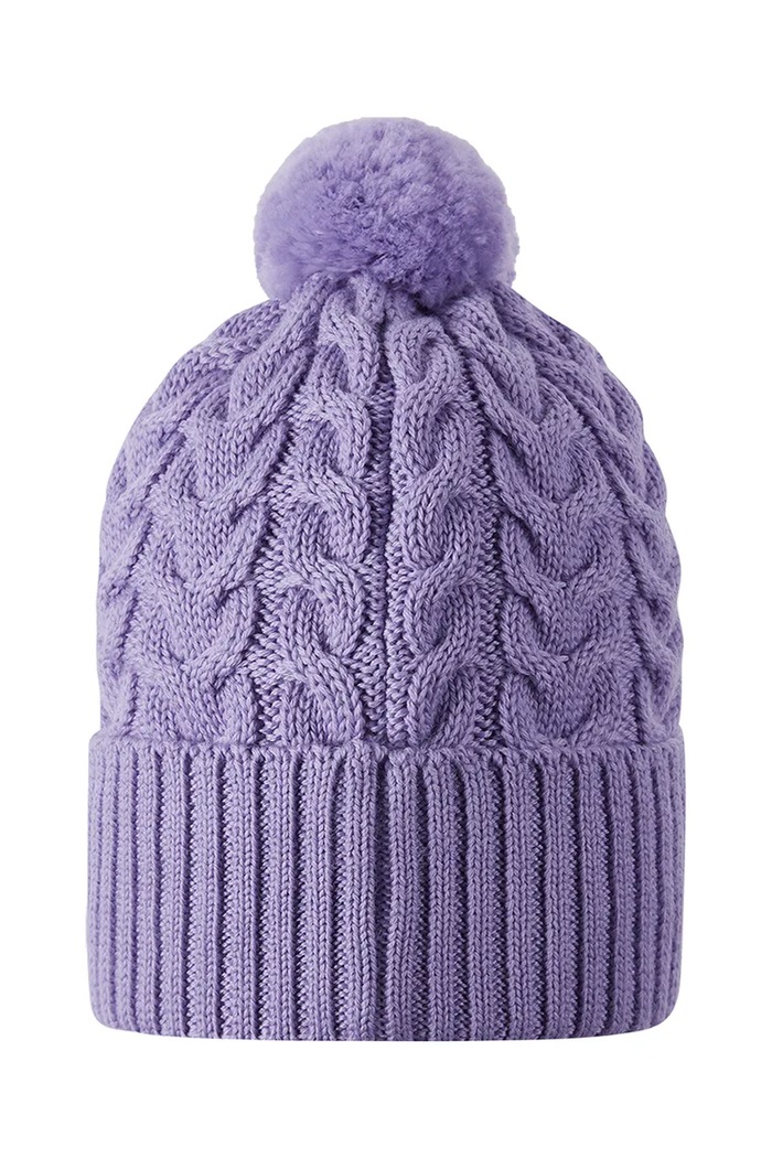 Reima Czapka z pomponem dziecięca z wełną merino Routii 5300088C.9BY2 fioletowy AW26