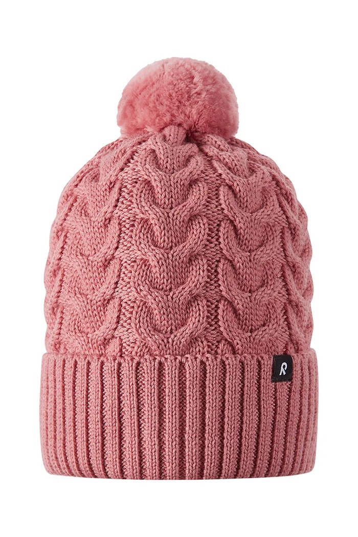 Reima Czapka z pomponem dziecięca z wełną merino Routii 5300088C.9BY2 różowy AW26