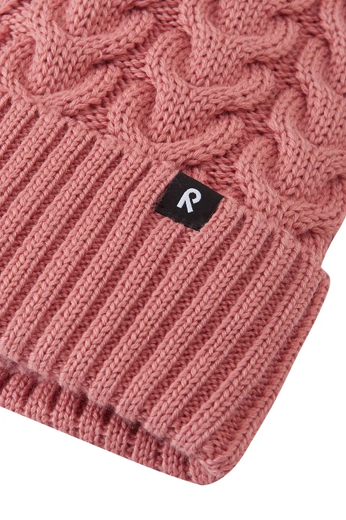 Chłopiec Reima Czapka z pomponem dziecięca z wełną merino Routii 5300088C.9BY2 różowy