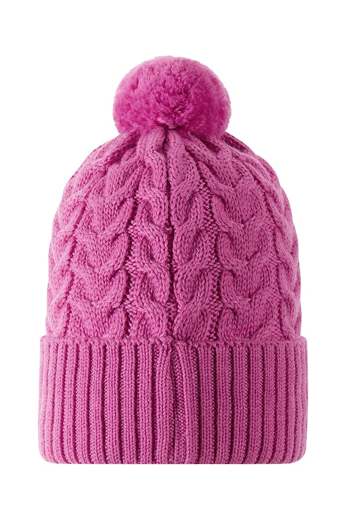 Reima Czapka z pomponem dziecięca z wełną merino Routii 5300088C.9BY2 różowy AW26
