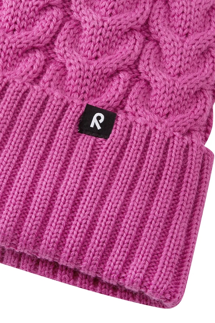 Chłopiec Reima Czapka z pomponem dziecięca z wełną merino Routii 5300088C.9BY2 różowy