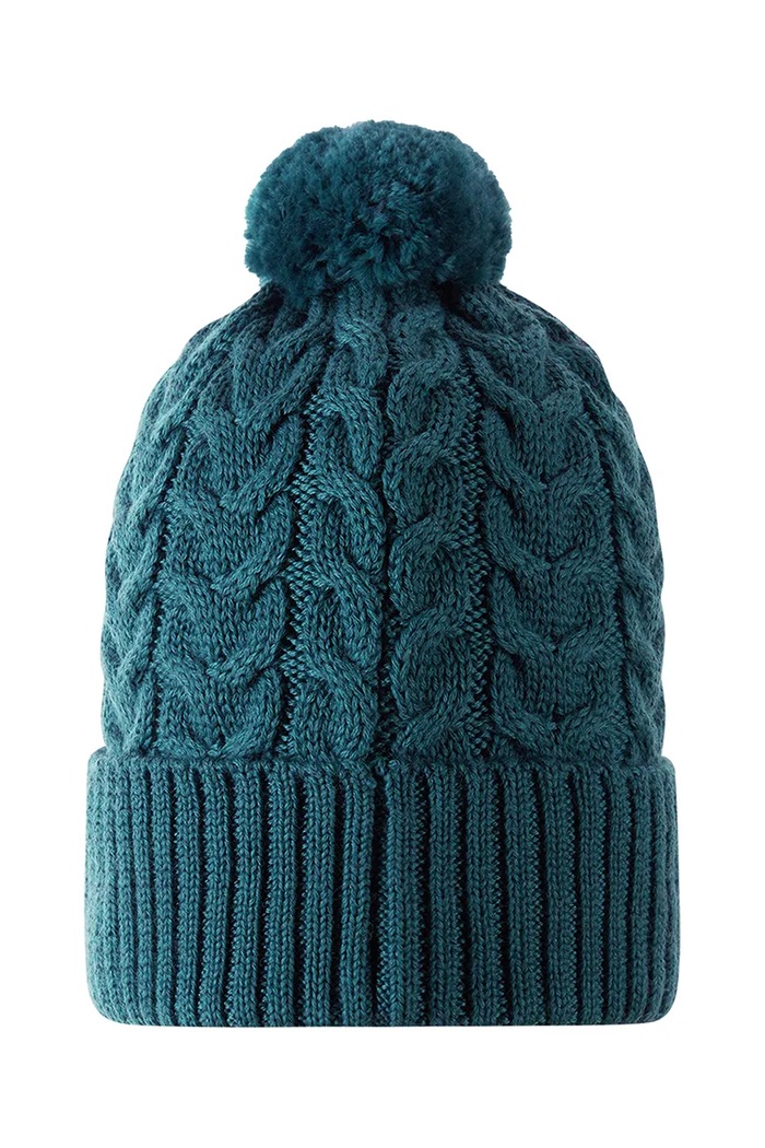 Reima Czapka z pomponem dziecięca z wełną merino Routii 5300088C.9BY2 turkusowy AW26