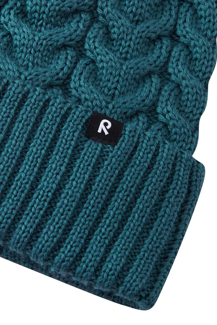 Chłopiec Reima Czapka z pomponem dziecięca z wełną merino Routii 5300088C.9BY2 turkusowy