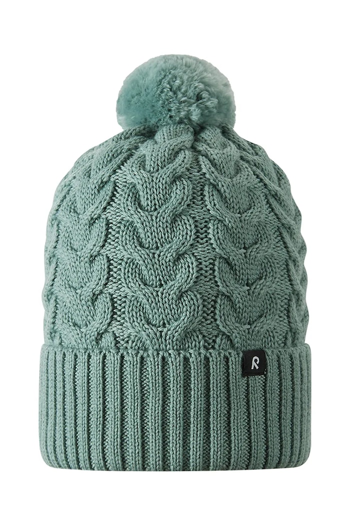 Reima Czapka z pomponem dziecięca z wełną merino Routii 5300088C.9BY2 zielony AW26