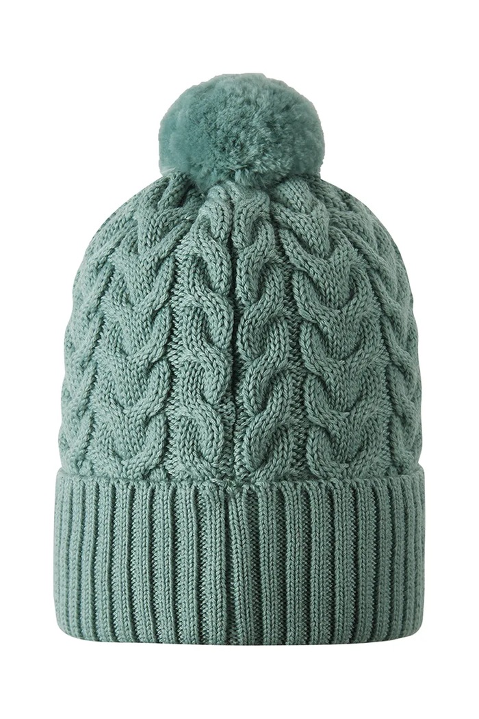Chłopiec Reima Czapka z pomponem dziecięca z wełną merino Routii 5300088C.9BY2 zielony