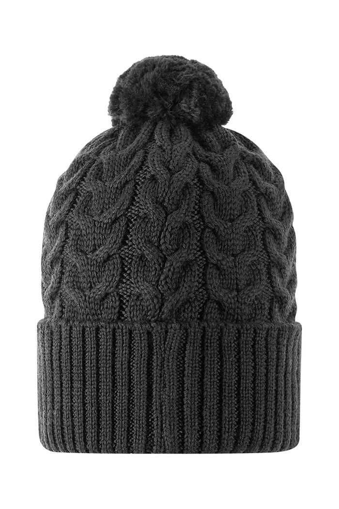 Reima Czapka z pomponem dziecięca z wełną merino Routii 5300088C.9BY2 czarny AW26