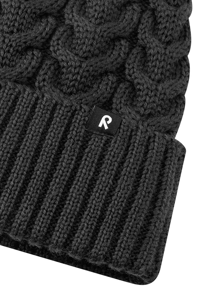 Chłopiec Reima Czapka z pomponem dziecięca z wełną merino Routii 5300088C.9BY2 czarny