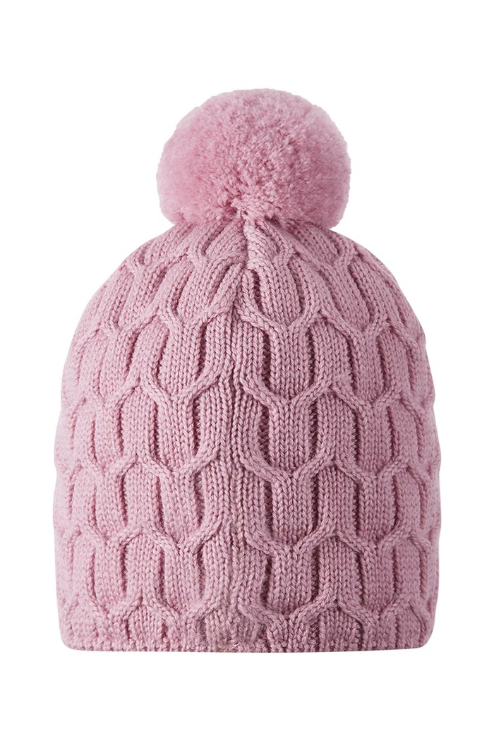 Reima Czapka z pomponem dziecięca z wełny merino Nyksund 5300066B.9BY2 różowy AW26
