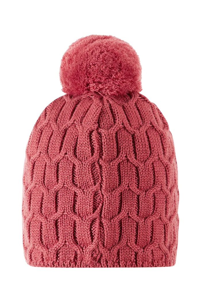 Reima Czapka z pomponem dziecięca z wełny merino Nyksund 5300066B.9BY2 czerwony AW26