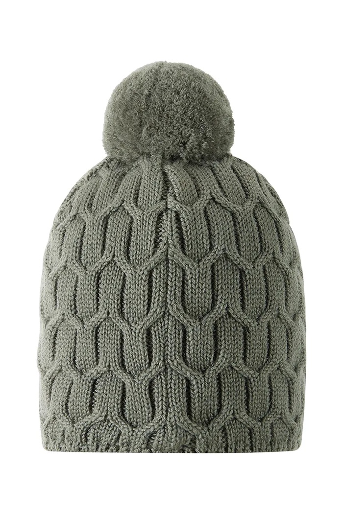 Reima Czapka z pomponem dziecięca z wełny merino Nyksund 5300066B.9BY2 zielony AW26