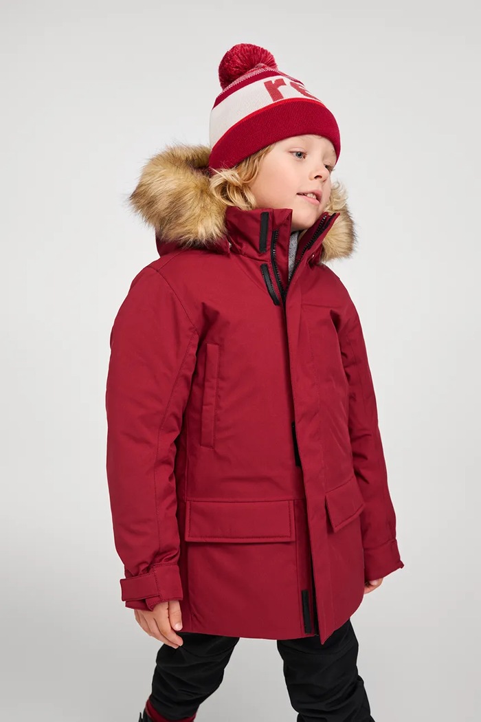 Czapka z pomponem dziecięca z wełną merino Taasko Reima czerwony 5300058B.9BY2