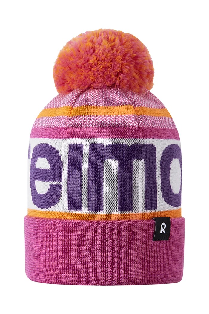 Reima Czapka z pomponem dziecięca z wełną merino Taasko różowy 5300058B.9BY2