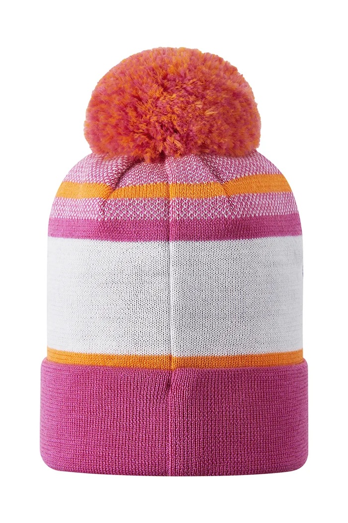 Reima Czapka z pomponem dziecięca z wełną merino Taasko 5300058B.9BY2 różowy AW26