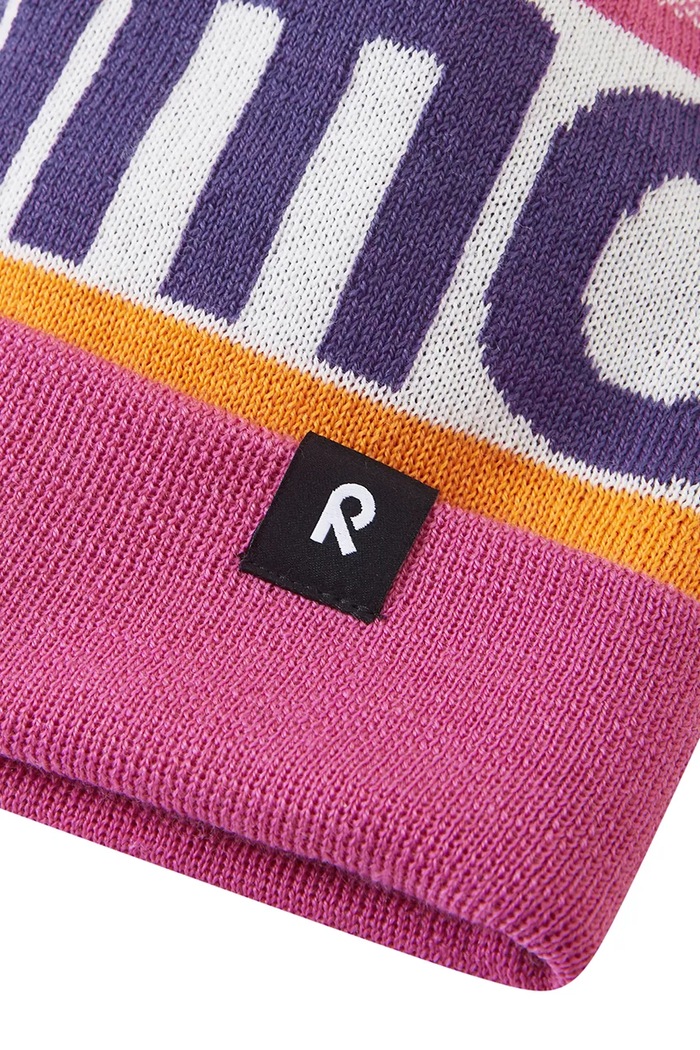 Chłopiec Reima Czapka z pomponem dziecięca z wełną merino Taasko 5300058B.9BY2 różowy