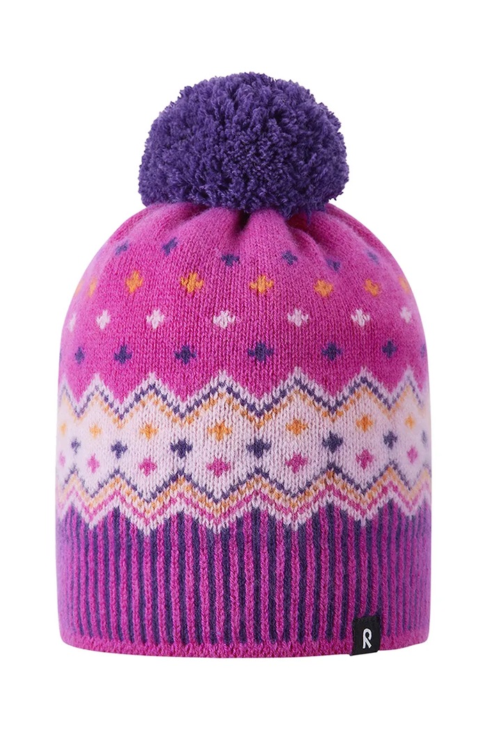 Reima Czapka z pomponem dziecięca Pohjoinen 5300021C.9BY2 różowy AW26