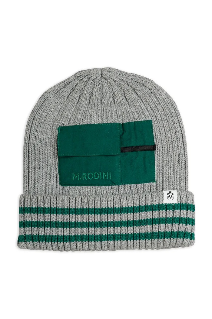 Mini Rodini czapka beanie dziecięca bawełniana 26765113 szary AW26