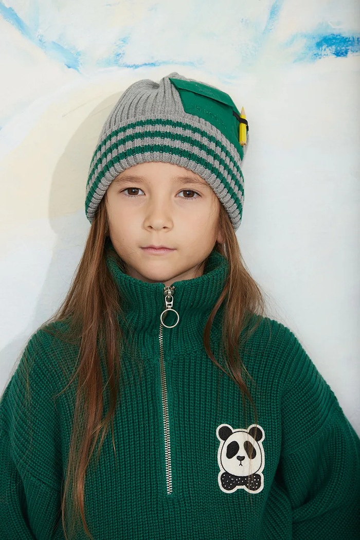 Mini Rodini czapka beanie dziecięca bawełniana szary 26765113