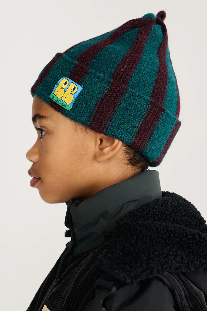 Cappello beanie per bambini con misto lana Booo Bobo Choses 226AI042 verde